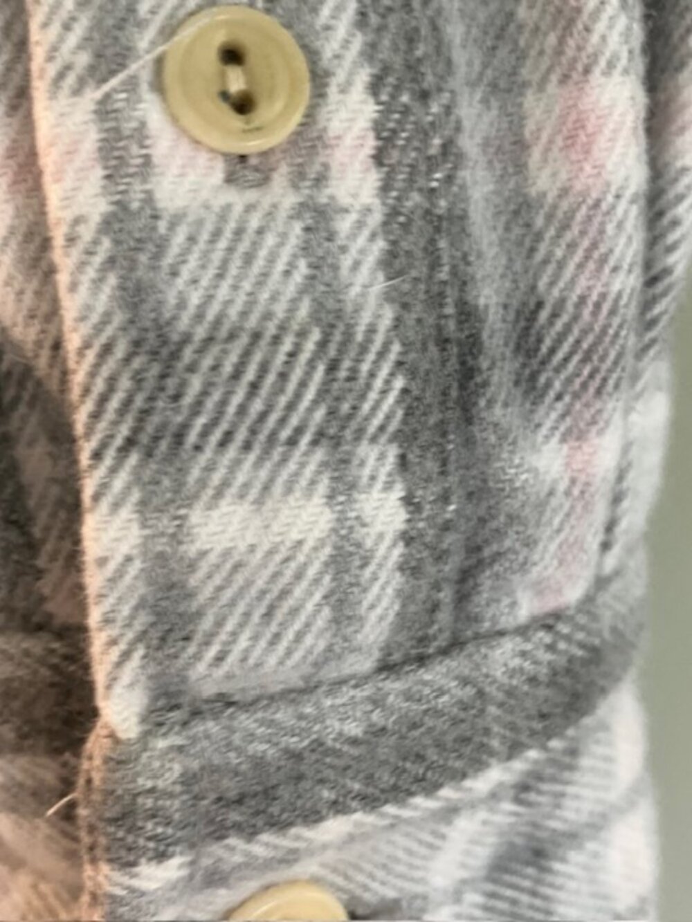 Lauren Ralph Lauren Women's flannel zip pullover S Z Lg plaid gray cream - Picture 5 of 7